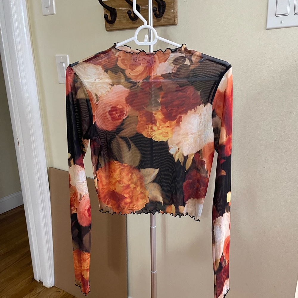 Ida - Floral Mesh Long Sleeve Top